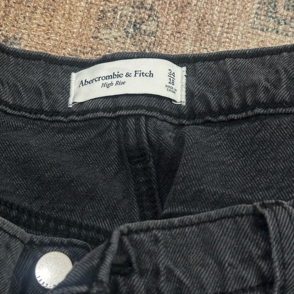 Abercrombie black faded jean skirt midi denim 18/34 high rise - Picture 2 of 3